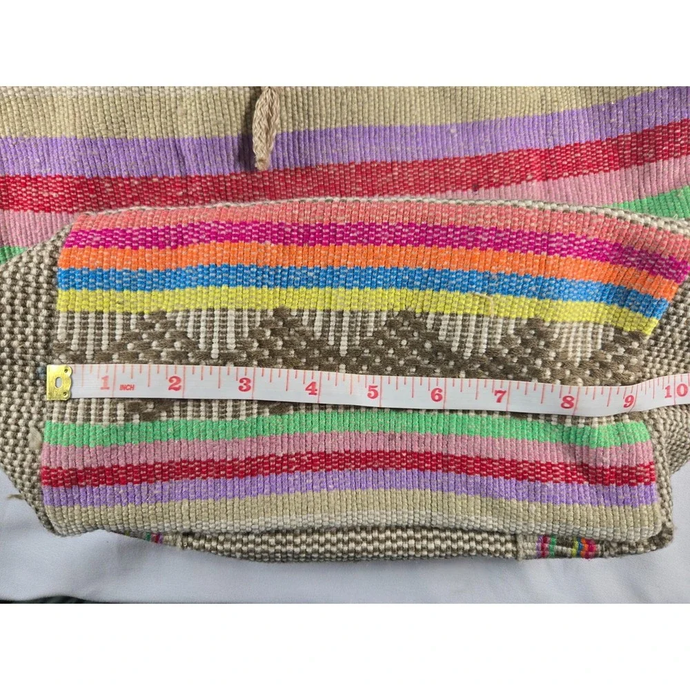 Pinzon Rainbow Striped Woven Backpack Boho Festival Folk Hippie Artisan Rucksack